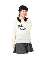 衿付き刺しゅうロゴニット