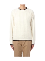 編み地切り替えドロップショルダーニット