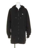 ダブルフードジップスウェットパーカーワンピース