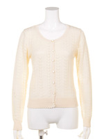 ハートボタン透かし編みカーディガン