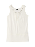 [S]タック使いビジューネックタンクトップ