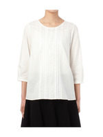 ピンタック入りシャンブレー八分袖シャツ