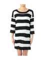 ボールドボーダー七分袖ニットワンピース