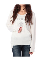 ロゴ異素材切り替えニット