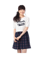 異素材切り替えチェック柄ワンピース