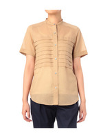 80ローン 半袖タックシャツ/ベージュ系(052)