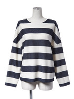 Back zip border tops/GRAY