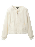 [L]ノーカラージップジャケット/オフホワイト(004)