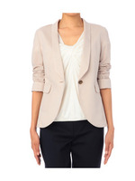 [L]ピンスストライプジャケット/ベージュ系(053)