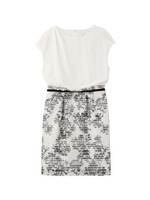 [L]ボーダーオーガンフラワーワンピース/グリーン系(120)