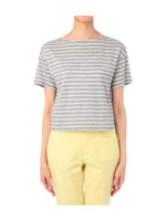 [L]ボーダーボートネックカットソー/グレー系(311)