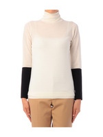 [L]袖配色ニットプルオーバー/ベージュ系(553)