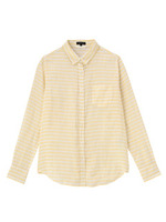 [L]麻ローンボーダーシャツ/ネイビー系(395)