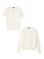 [S]クリアビジューニット+カーディガン/ライトオレンジ(066)