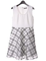 【1stline】シアーチェックワンピースCL−0391/BK