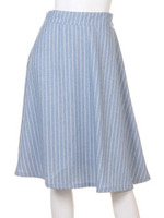 【2ndline】ストライプ柄裏地付き布帛フレアスカート/GY