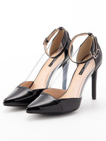 【BABY PURE】サイドクリアアンクルストラップパンプス/ブラックエナメル