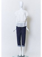 【Bonica Studio】二枚袖フリルブラウス/ネイビー