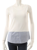 【Edit Sheen】ストライプシャツ切替タンクトップ/レッド