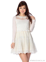 【LIZLISA】花レース衿ワンピース/ホワイト