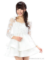 【LIZLISA】薔薇レーストップス/ホワイト