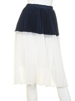 【LUX】 バイカラーアコーディオンプリーツSK/ミックス