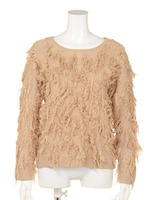 【Omekashi】フリンジニットプルオーバー/BEIGE