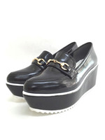 【R&E】厚底フラットビット付きマニッシュローファー/ブラック