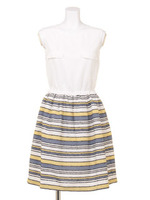【ROSE BUD】SLV-LESS COMBI DRESS/BLUE/YEL