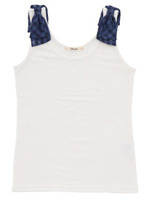 【Tralala】肩チェックリボンタンク/ホワイト