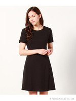 【WEB限定Lサイズ】ポンチ袖タブ付き半袖ワンピース/ベージュ