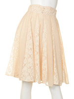 【an another angelus】レース切替シフォンフレアースカート/LIGHT BLUE