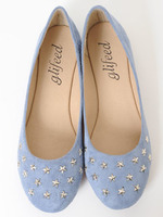 【glifeed】星スタッズ付きフラットシューズ/ウィンターブルー