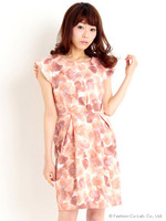 ぼかしフラワーコクーンワンピース/ブラック