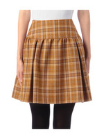 ウエスト切り替え チェックフレアスカート/イエロー系(033)