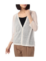 ウォシャブルリネンニットカーディガン/ネイビー(093)