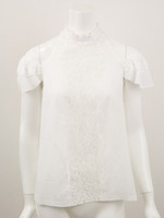 オフショルフリルレース　ブラウス/NV