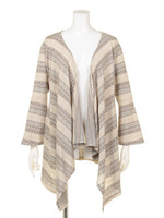 オルテガ柄ボーダーカットカーディガン【Planet blue】/ブルー