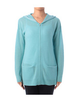 カシミヤ混ZIPアップニットカーディガン/サックス(090)