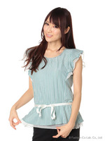 カットボーダーペプラムラッフルPO/ピンク