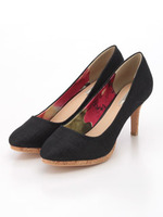 コルクヒールリネンパンプス/PINK