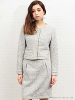 サマーツイードタックスカート/グレー