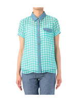 シフォン×ダンガリーシャツ/ブラック(619)