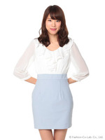 シフォンタイトコンビワンピース/ネイビー