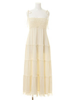 ストライプチュールマキシドレス/PNK