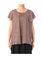 ストライプドットフレアートップス/カーキ系(127)