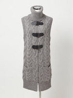 タートルロングケーブルベスト/ブラウン