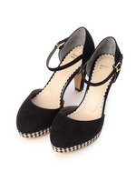 チェックストームスエードストラップパンプス/ベージュ(051)