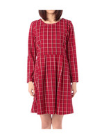 チェック柄フレアワンピース/ワインレッド(263)