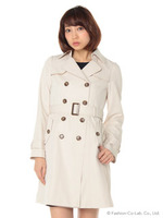 ツイル撥水ダブルトレンチコート/ベージュ